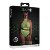 Ouch! Glow Ensemble Bustier et Culotte Filet Vert Fluo